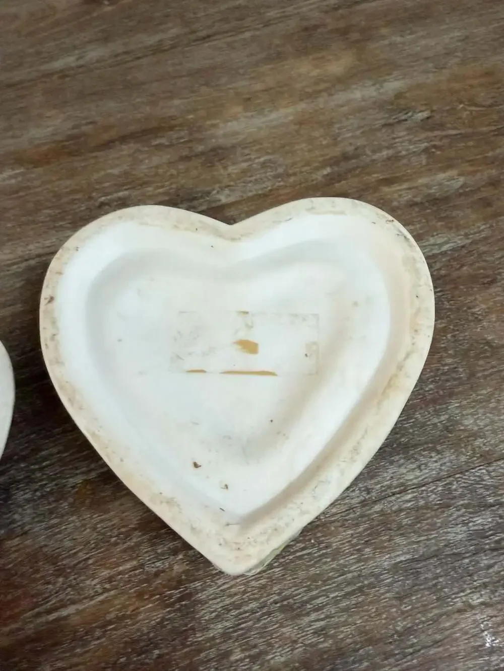 Vintage Porcelain Heart-Shaped Trinket Box with Applied Floral Bouquet